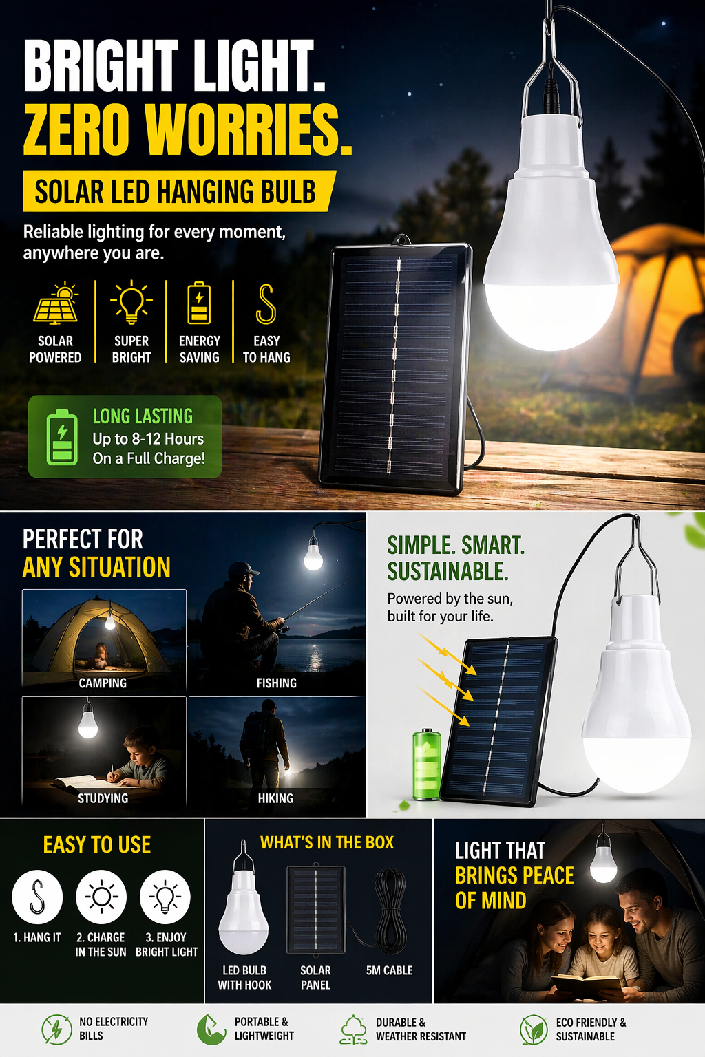 2 ×BrightLight Solar Bulb – No Power, No Problem