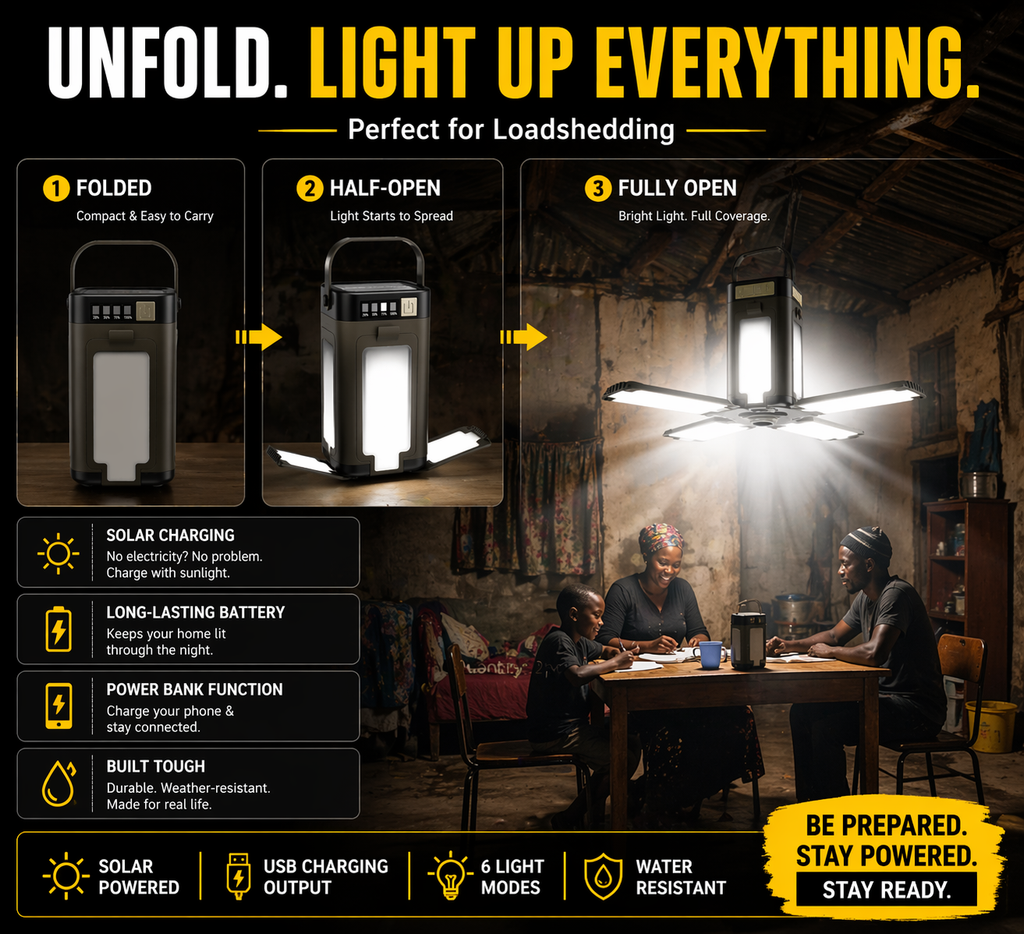 Portable Solar Lantern & Emergency BackUp – Perfect for Load Shedding