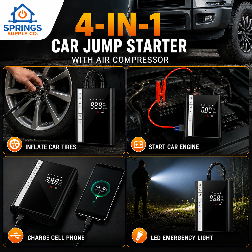 4 in One Jumpstarter + Air Compressor