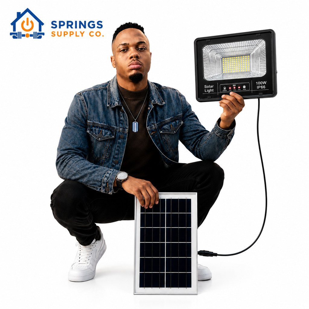 100W Solar Flood Light – IP66 Waterproof Outdoor Security Light