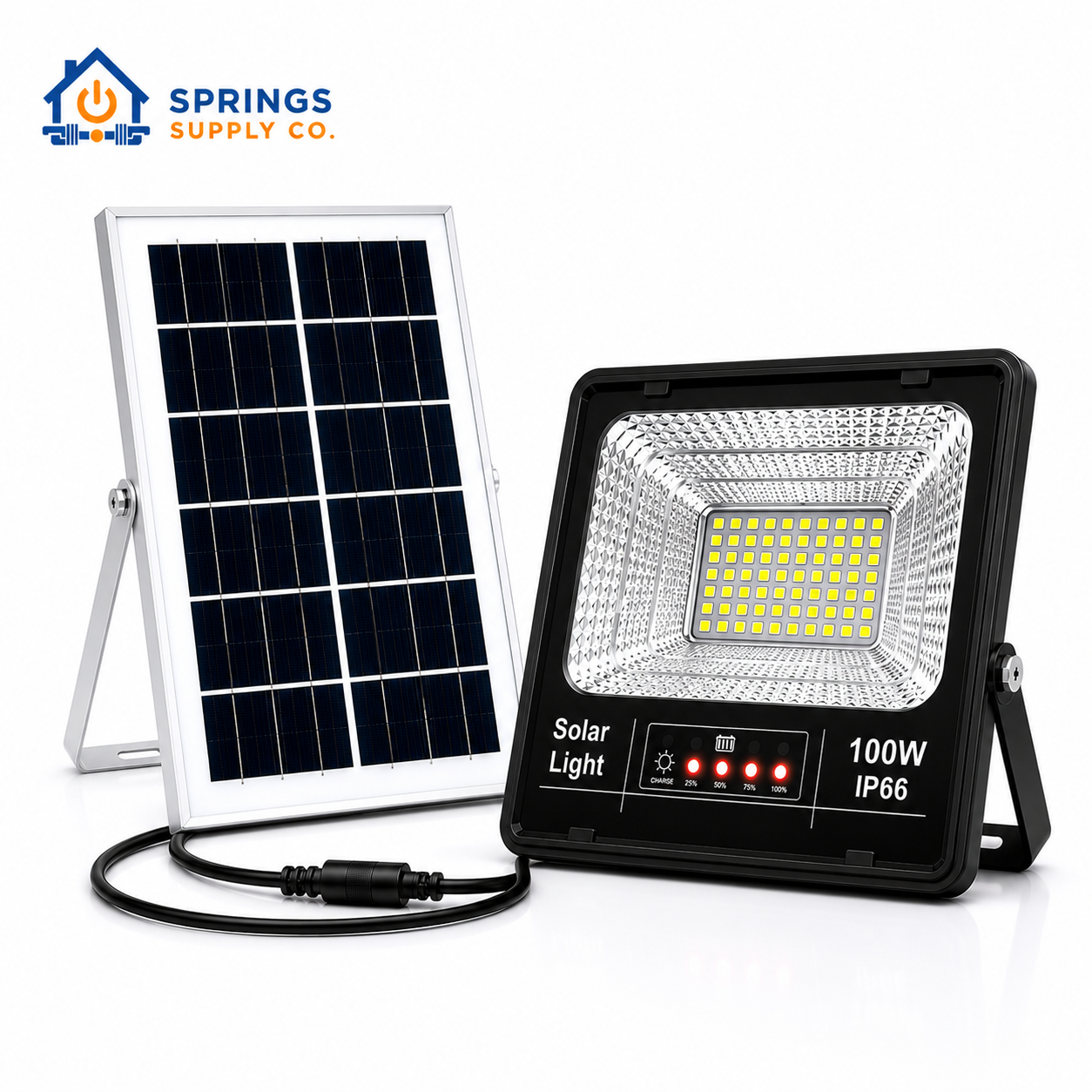 100W Solar Flood Light – IP66 Waterproof Outdoor Security Light